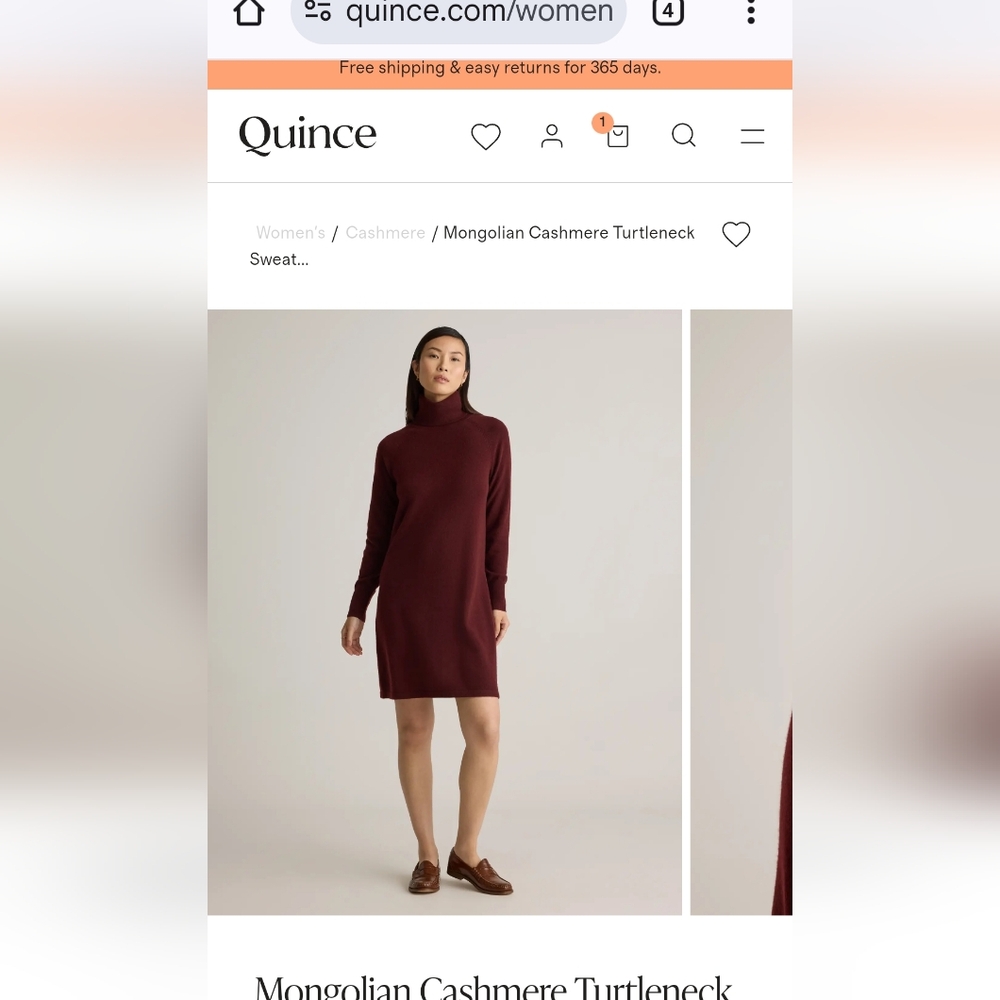 Quince Burgundy cashmere dress